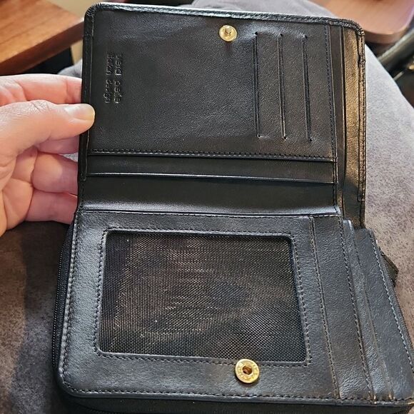 Italian black wallet bramani Italian design with snap and zipper section EUC - Picture 5 of 12